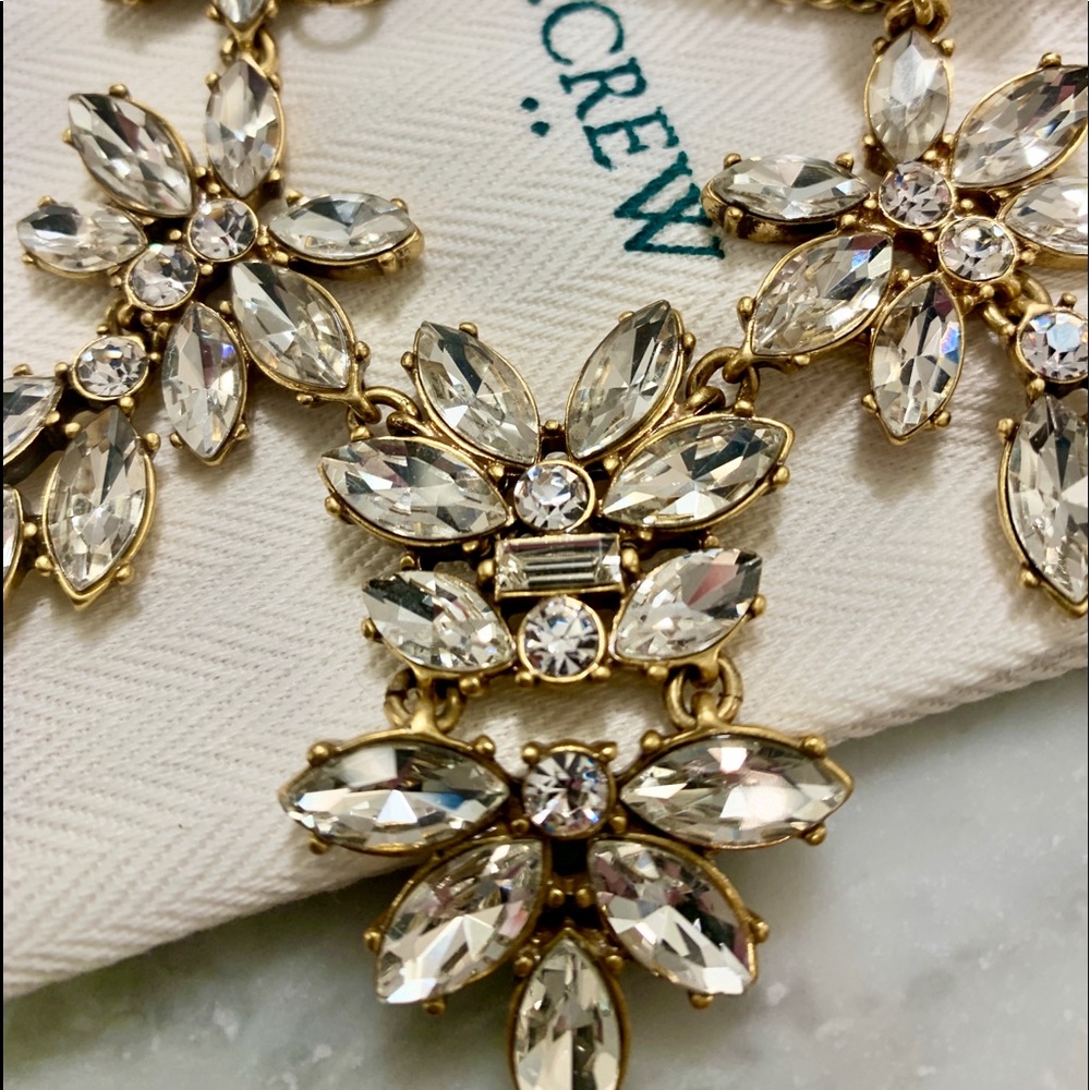 J Crew Crystal Flower Statement Necklace